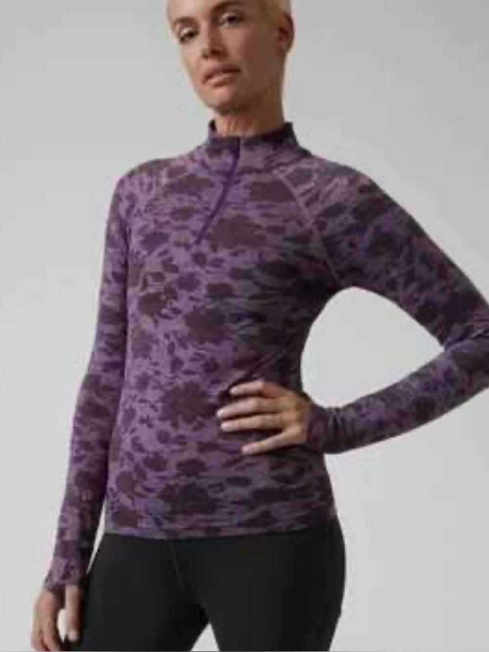 Athleta Pullover Momentum Floral Half Zip
